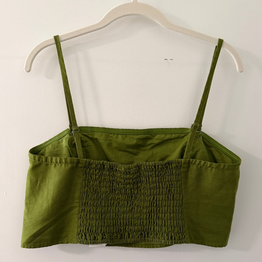 GAP Women’s Green Cropped Linen Blend Tank Top - Picture 2 of 5